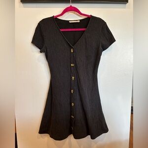 Black button down 90s style short sleeve mini dress